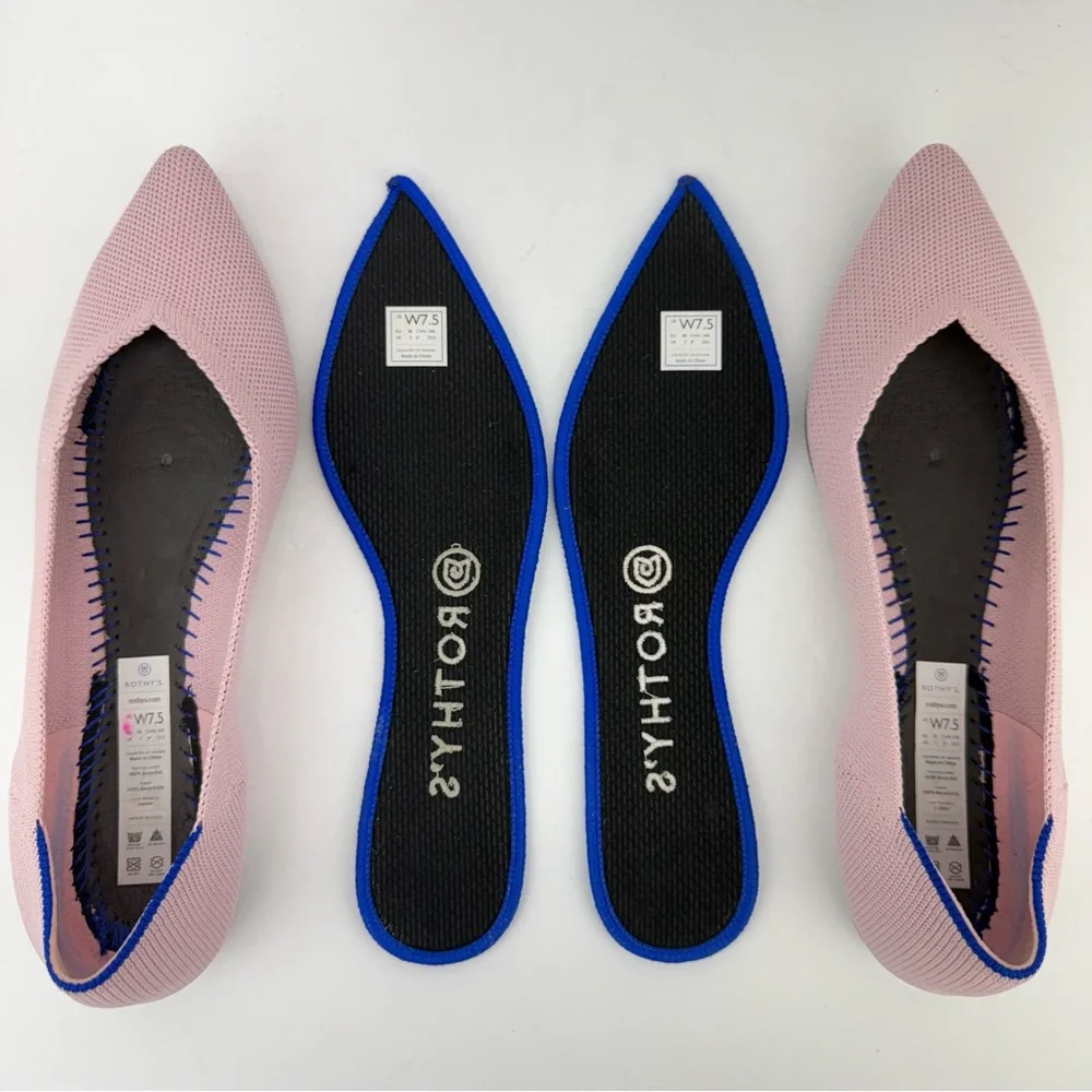 Rothy's size 7.5 Women’s The Point Petal Pink Pointed Toe Slip-On Ballet Flats